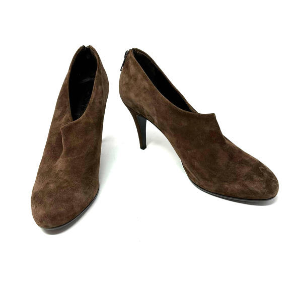 J. Crew size 9.5 heeled booties brown suede‎ leather made in italy 28668 - Picture 1 of 11